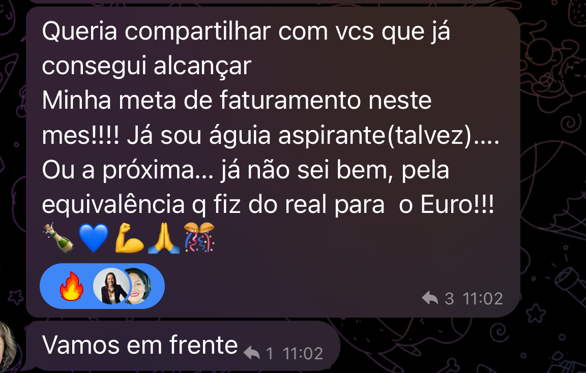 Aluna da Mentoria Liberta — Alcançou a meta de vendas em apenas 2 meses de mentoria e a mentoria já se pagou