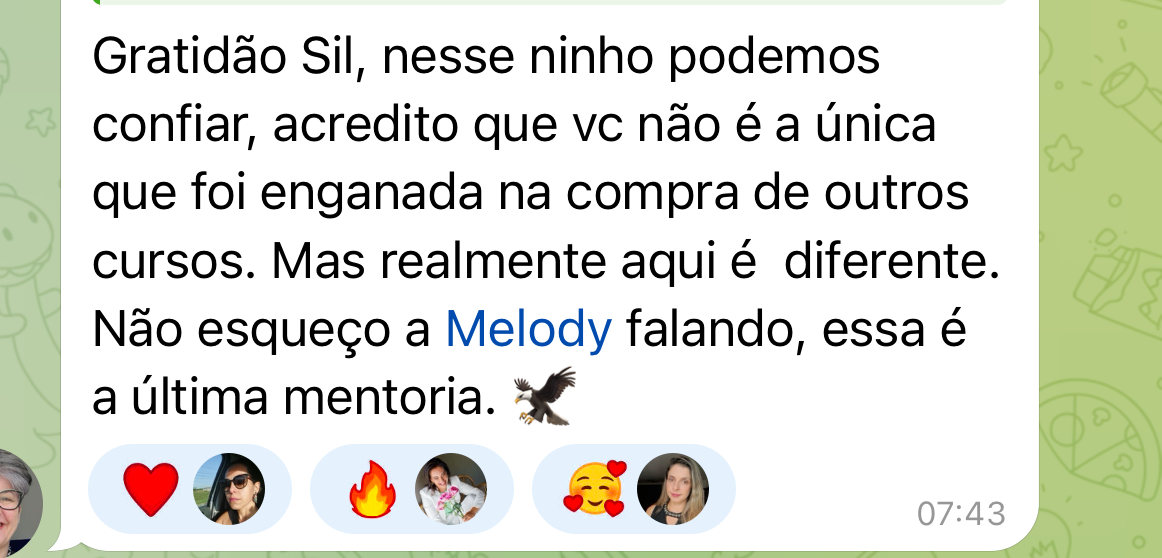 Aluna da Mentoria Liberta — Relato de confiança na mentoria após ter sido enganada em outros cursos